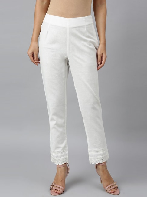 Buy Green Cotton Kurta And White Trousers Set Online - Aurelia
