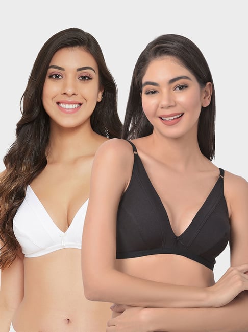 Buy Clovia Multicolor Wirefree Non Padded Plunge Bra (Pack Of 2
