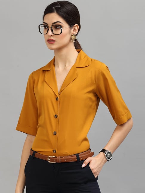 Buy Style Quotient Yellow Regular Fit Shirt for Women Online