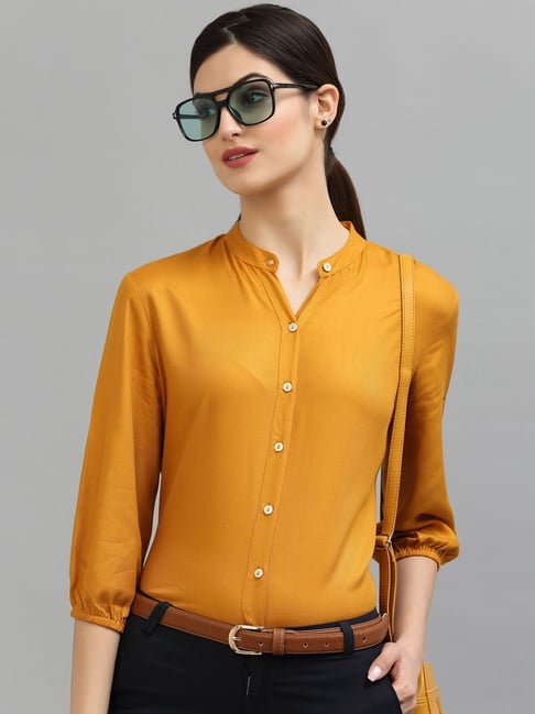 Mustard yellow shirt clearance women's