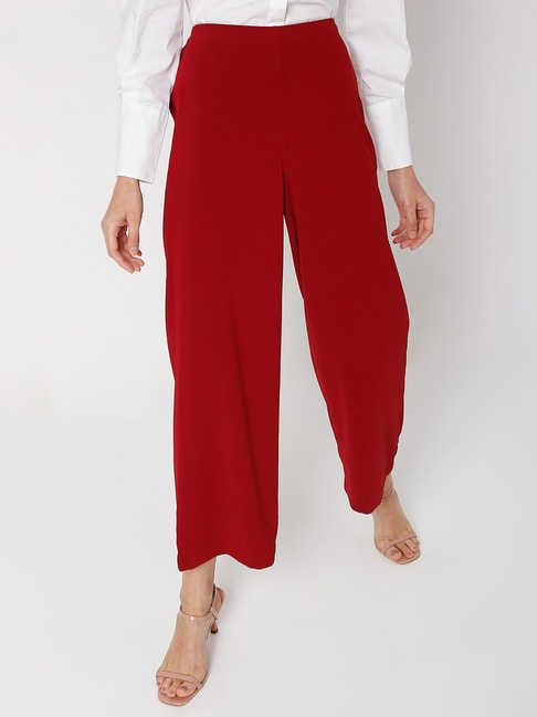 Vero Moda Dark Red Regular Fit Pants