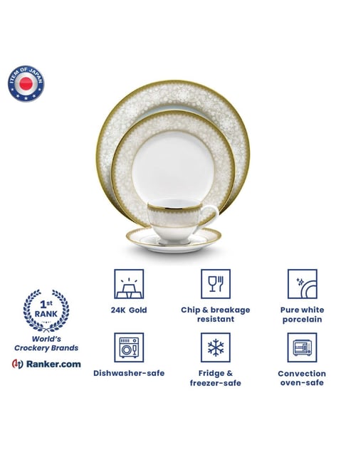 Buy NORITAKE Golden Chintz White & Grey Porcelain Dinner Set at