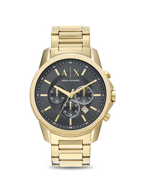 Armani exchange black and gold mens best sale watch