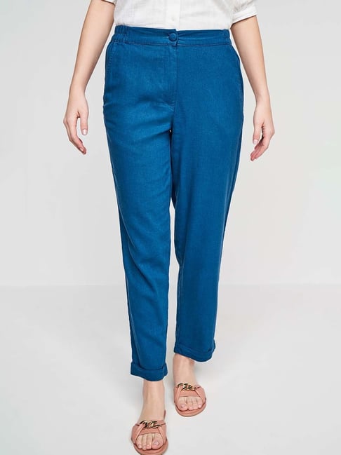 ZR solid dye Linen Regular Fit Pants For Women Waist Size custom