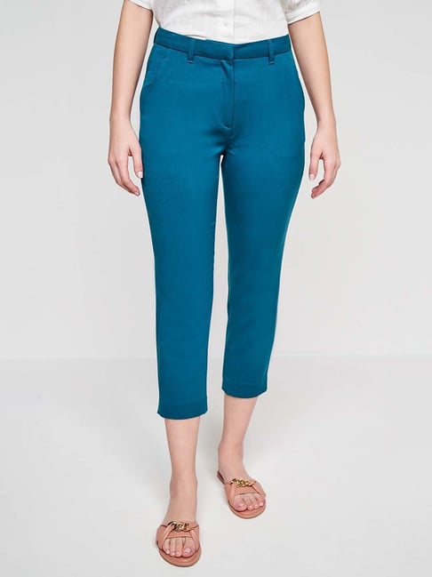 AND Teal Mid Rise Trousers