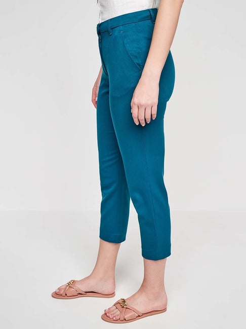 Buy Teal Trousers & Pants for Women by Therebelinme Online | Ajio.com