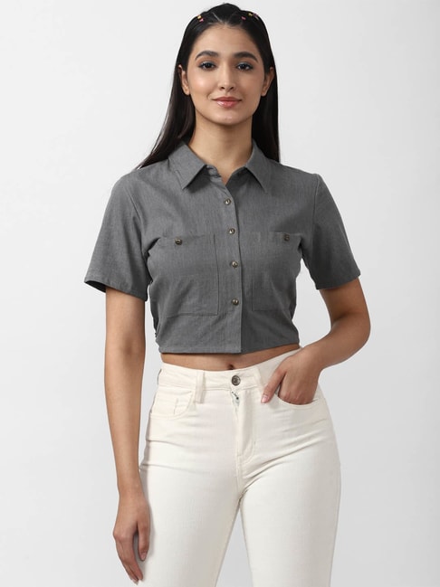 Forever 21 Grey Textured Shirt Price in India