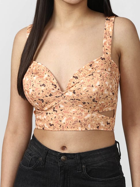 Buy FOREVER 21 Peach Coloured Printed Bralette Crop Top - Tops for Women  19084510