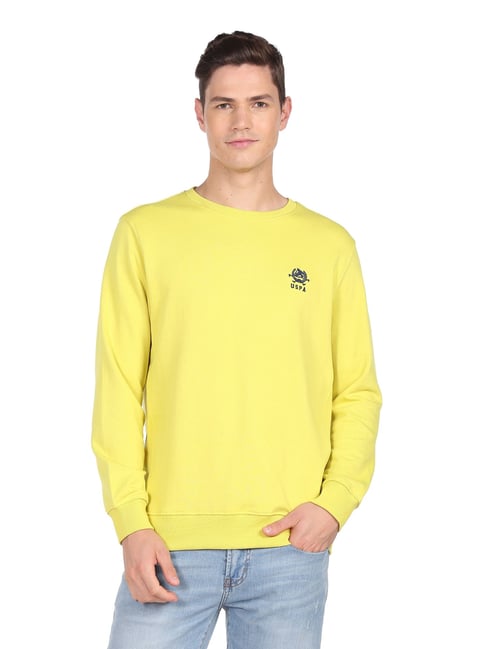 U S Polo Assn U.S. Polo Assn. Light Yellow Cotton Regular Fit SweatShirt