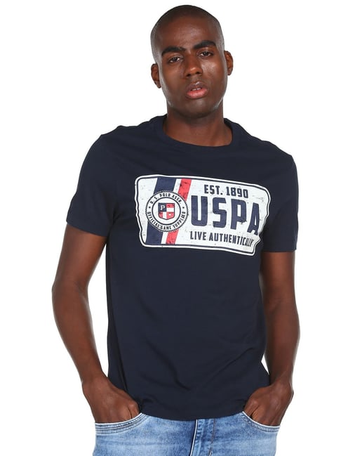 U S Polo Assn U.S. Polo Assn. Navy Regular Fit Printed T-Shirt