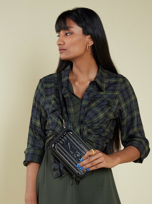 Nuon by Westside Navy And Olive Checkered Shirt Price in India
