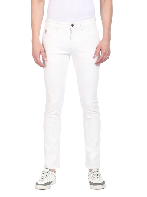 U.S. Polo Assn. White Cotton Slim Fit Jeans