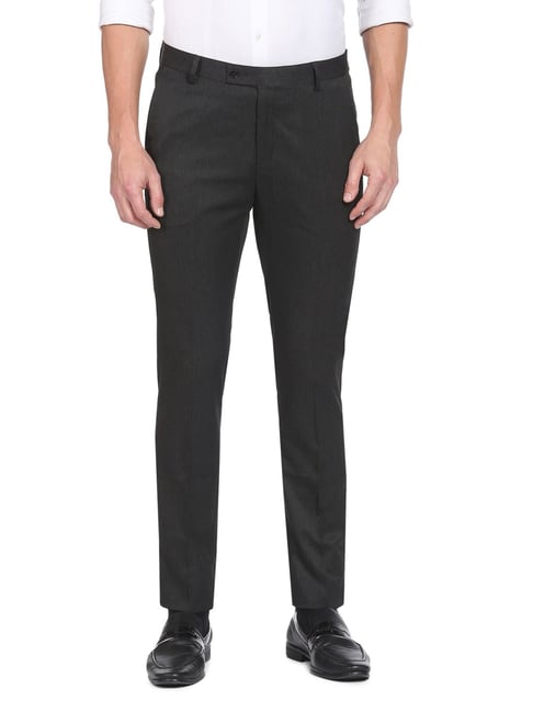 Buy Arrow Tailored Regular Fit Solid Formal Trousers online