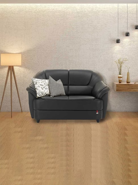 Durian Berry Black Premium Leatherette 2 Seater Sofa