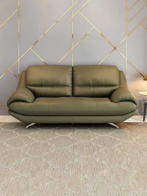 Buy Durian Clarkson Green Premium Leatherette 3 Seater Sofa at