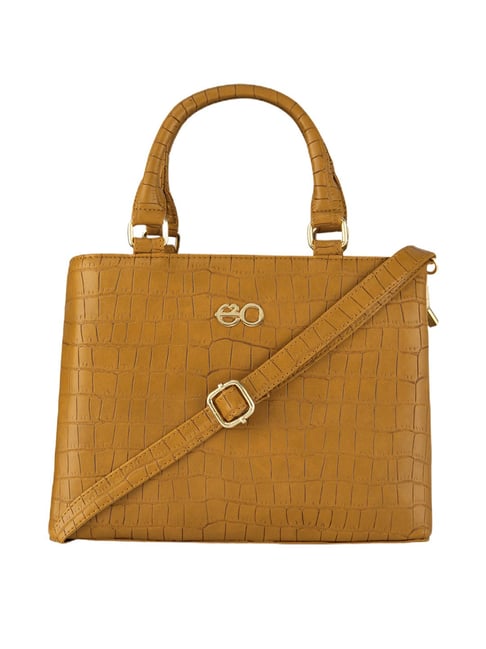Buy E2O Mustard Animal Effect Medium Satchel Handbag at Best Price Tata CLiQ
