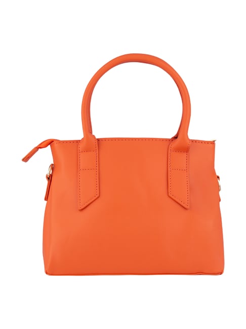 E2O Orange Solid Medium Satchel Handbag