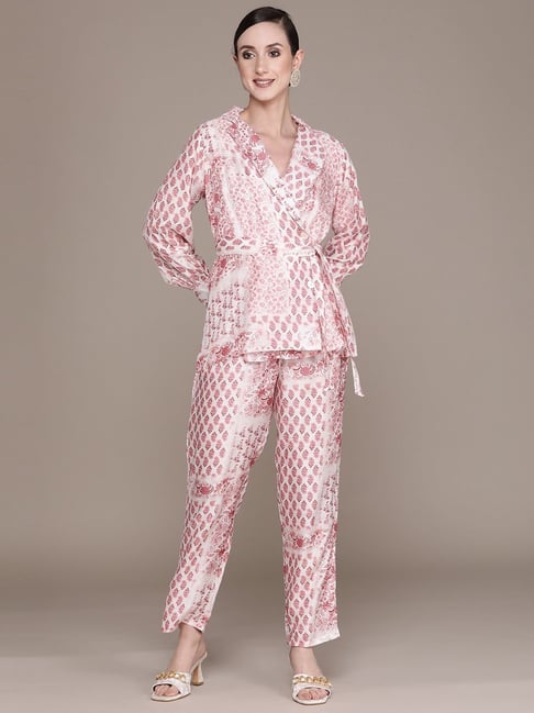 Ishin Pink Printed Tunic Pant Set