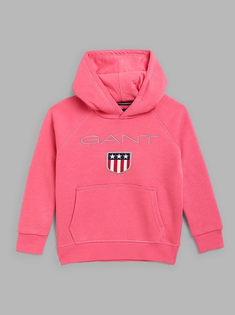GANT Pink Logo Print Full Sleeves Sweatshirt