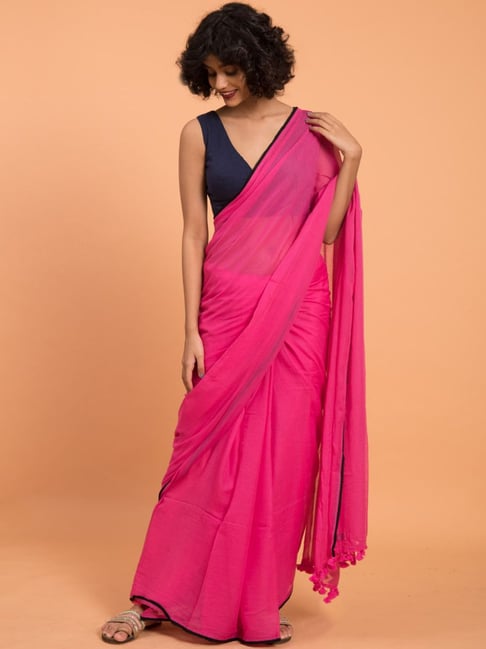 Suta Pink Pure Cotton Saree Without Blouse Price in India