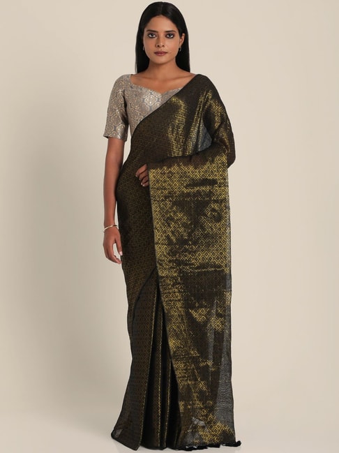 Suta Golden Woven Saree Without Blouse Price in India