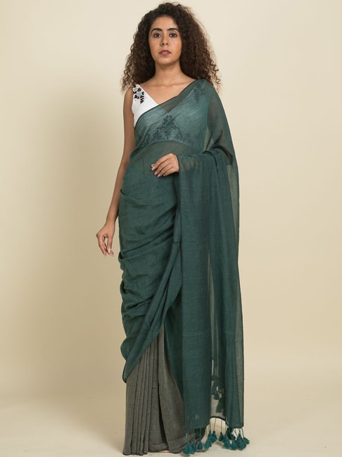 Suta Green Pure Cotton Saree Without Blouse Price in India