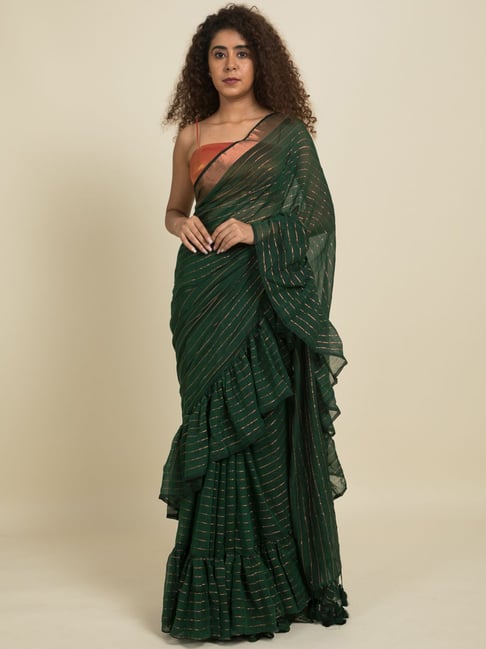 Suta Green Woven Saree Without Blouse Price in India