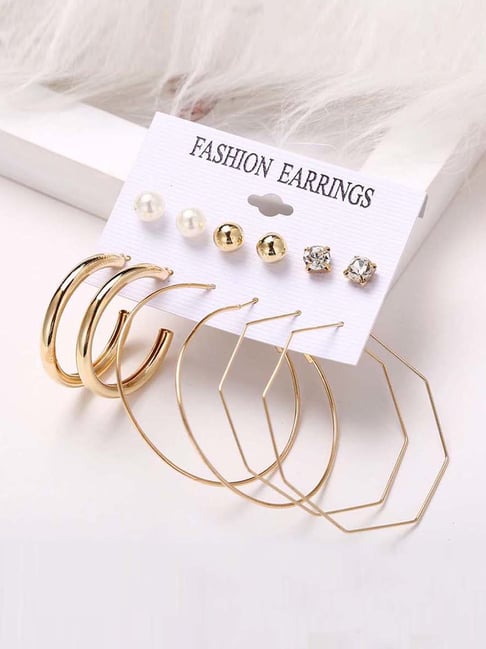 Buy Golden Earrings for Women by VEMBLEY Online | Ajio.com