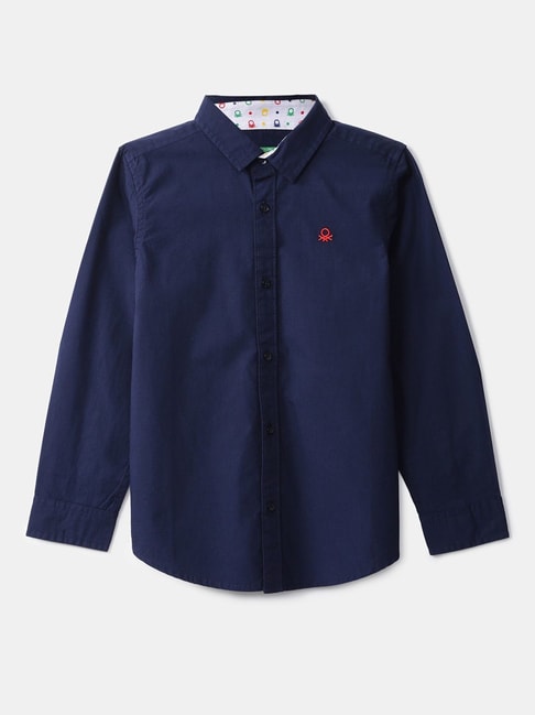 United Colors of Benetton Kids Navy Solid Full Sleeves Shirt