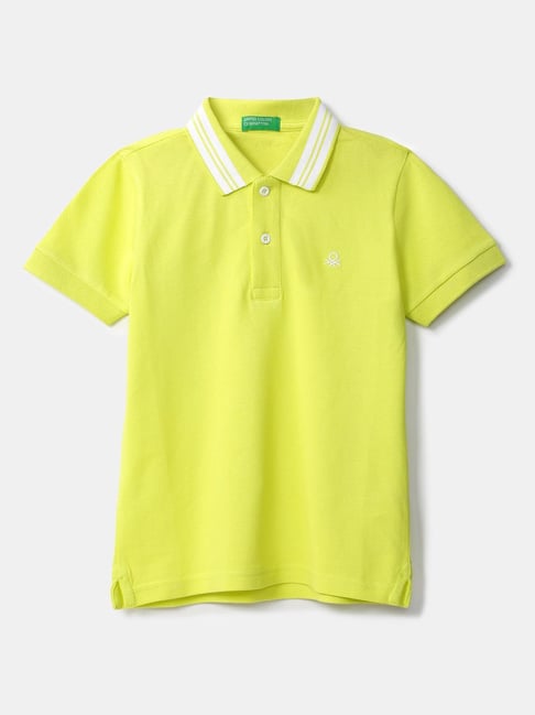 United Colors of Benetton Kids Lime Green Solid Polo T-Shirt