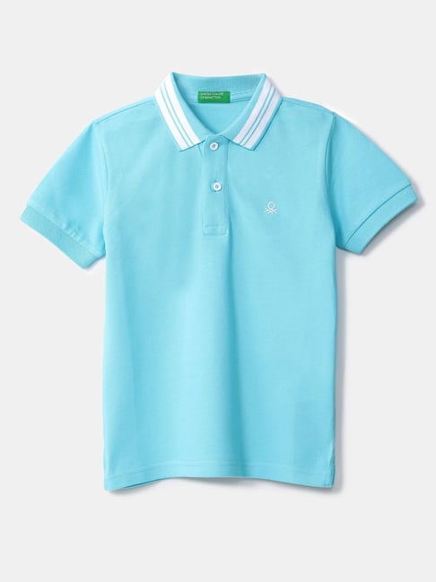 United Colors of Benetton Kids Blue Solid Polo T-Shirt