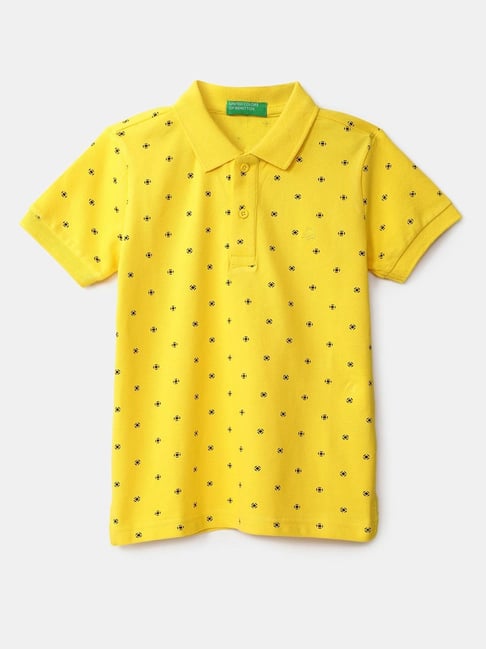 United Colors of Benetton Kids Yellow Printed Polo T-Shirt