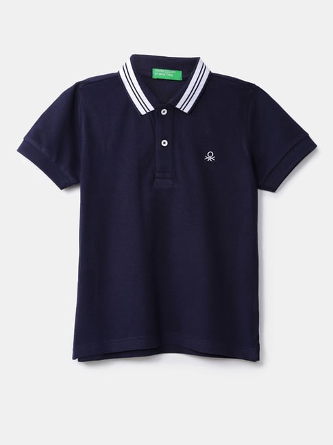 United Colors of Benetton Kids Navy Solid Polo T-Shirt