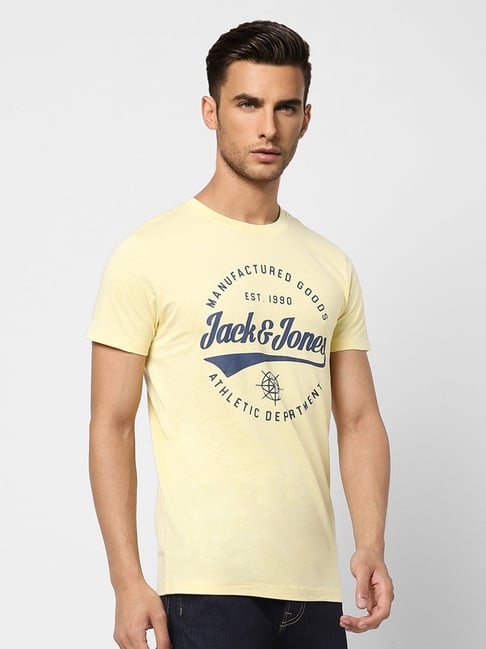 Homme T-shirt manches courtes uni avec impression sur le devant Jack & Jones  Indigo