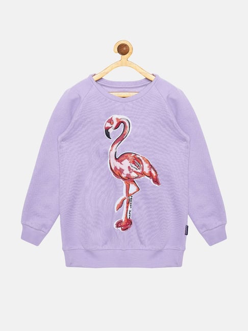 Kiddopanti Kids Lavender Embellished Full Sleeves Sweatshirt