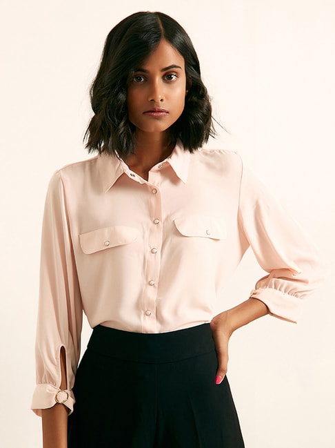 Cover Story Peach Front Flap Pockets Shirt Price in India