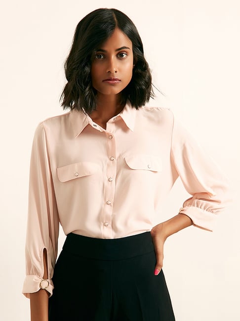 Cover Story Peach Front Flap Pockets Shirt Price in India