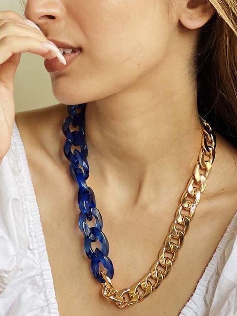 Navy blue onyx and kundan choker necklace by Paisley Pop | The Secret Label