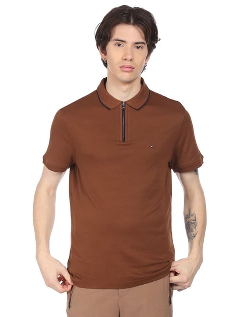 Tommy Hilfiger Heritage Brown Regular Fit Polo T-Shirts