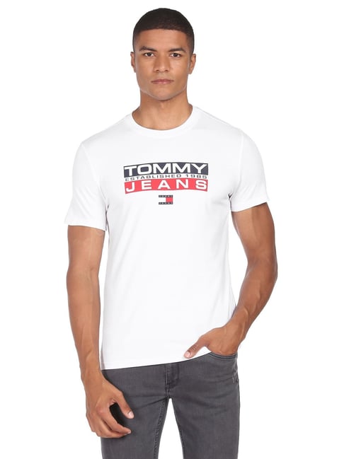 Tommy Hilfiger White Logo Regular Fit T-Shirts