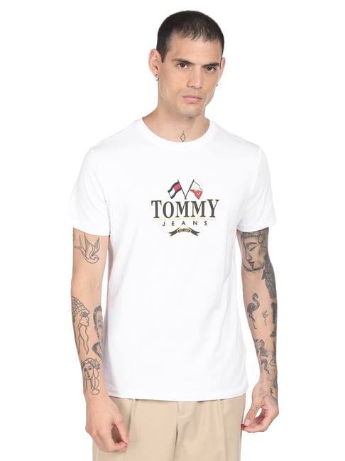 Tommy Hilfiger White Logo Regular Fit T-Shirts