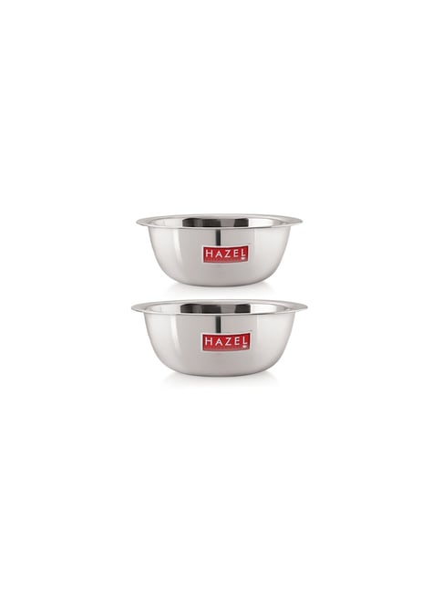 HAZEL Stainless Steel Mixing Bowl Set -2 Mixing Bowl For Cake Batter Steel Bowl Big Size For Baking