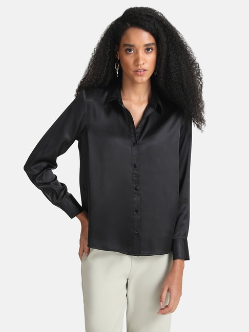 Kazo Black Relaxed Fit Shirt Price in India