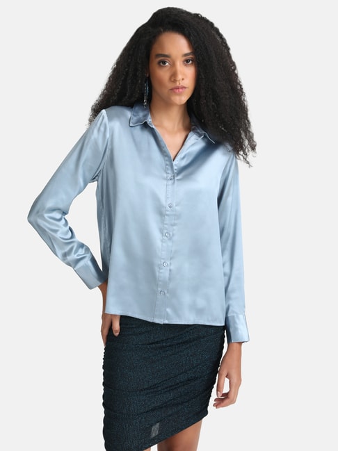 Kazo Light Blue Relaxed Fit Shirt Price in India