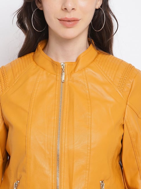 Girls shirt coller leather jacket with yellow colour at Rs 2500 in New Delhi