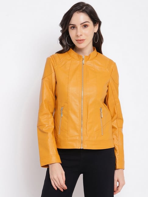 Fancy Ladies Yellow Leather Jacket at Rs 3200 | Women Leather Jackets in  Kolkata | ID: 11447553233