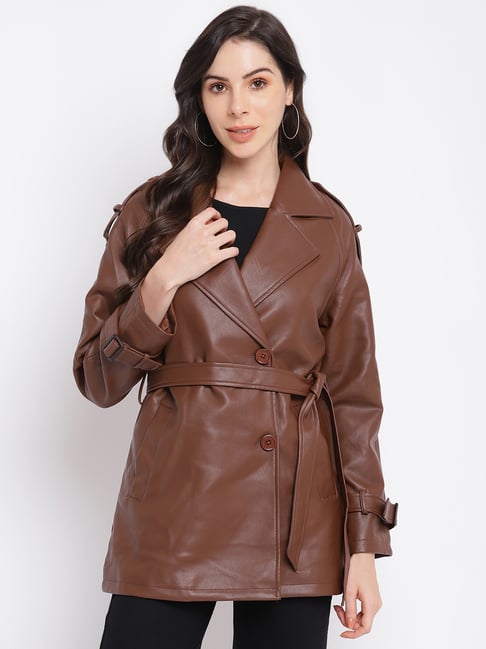Eco Leather Stitched Crop Jacket – TATA LA
