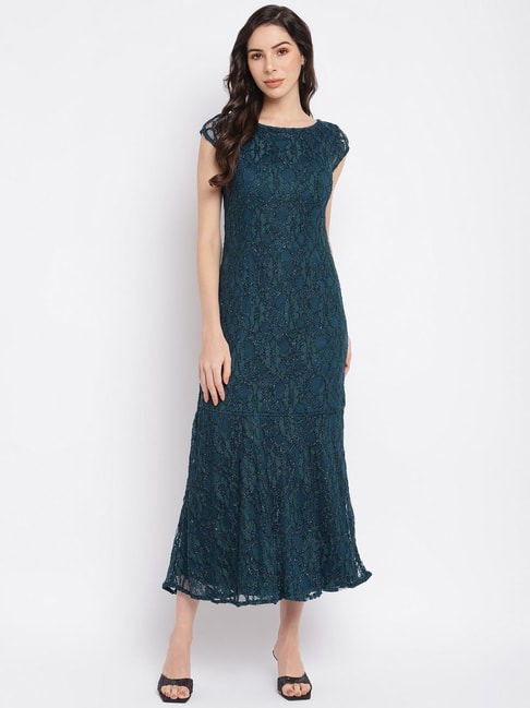 Latin Quarters Green Embroidered A-Line Dress Price in India