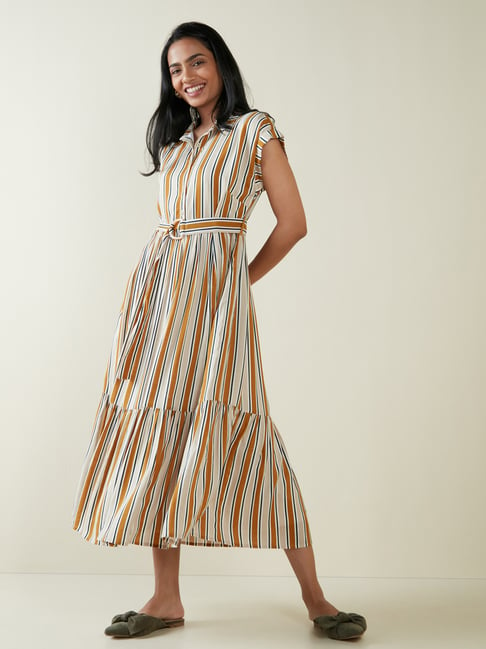 Striped mustard outlet dress