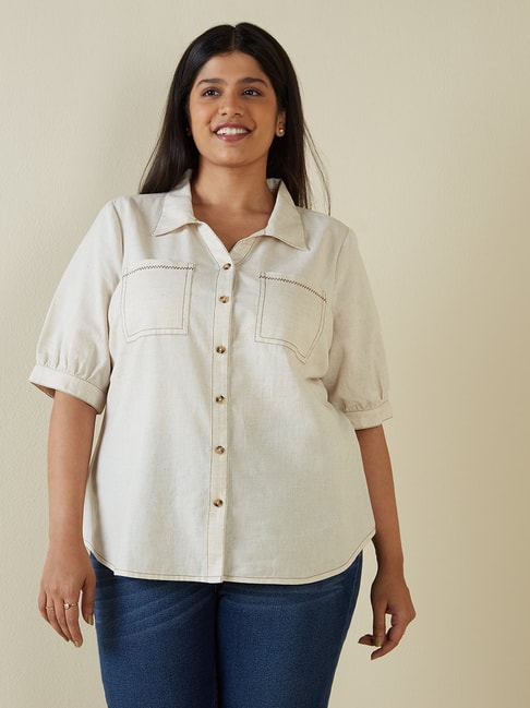 Gia Curves by Westside Oat Melange Shirt Price in India
